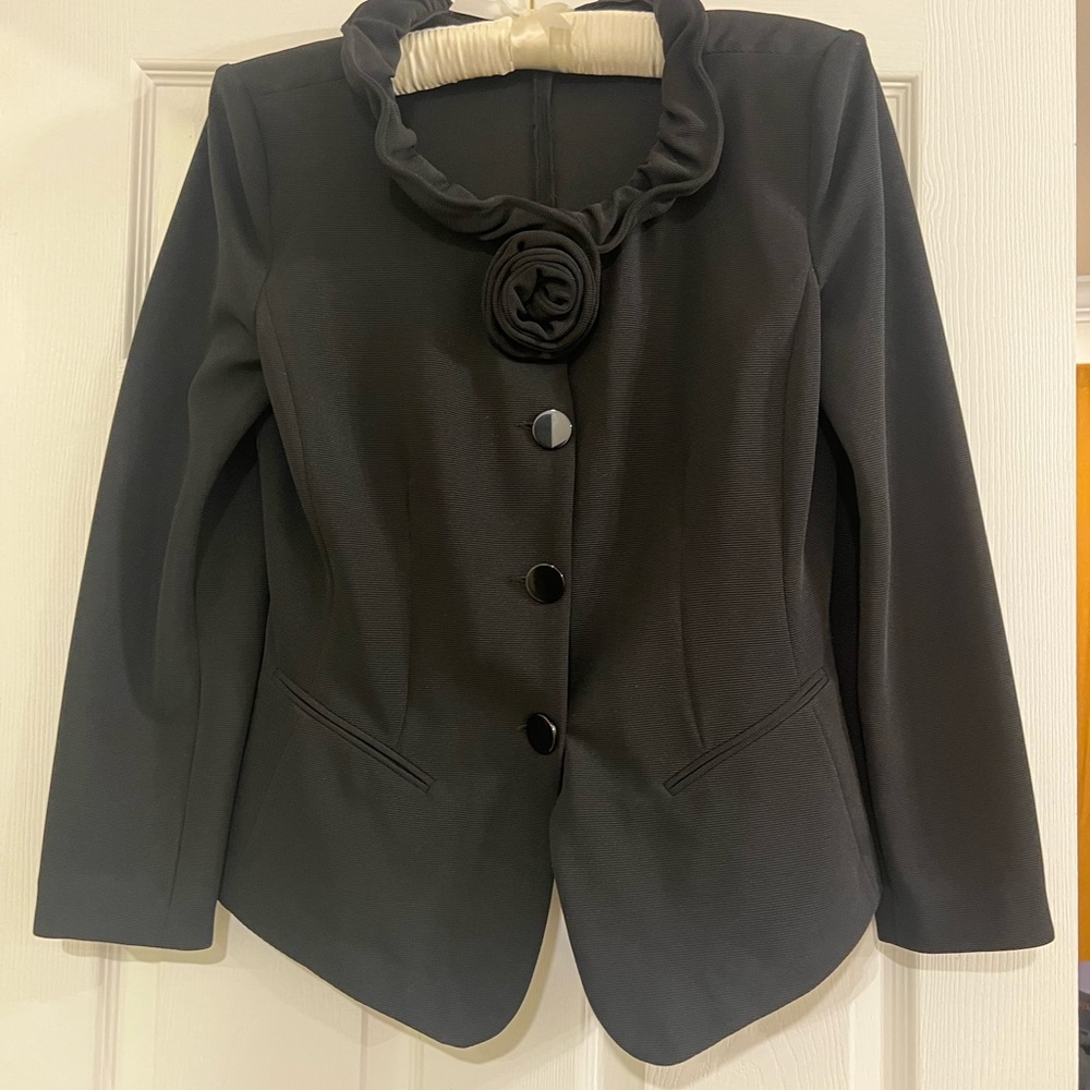 Armani Collezioni Women’s Black Blazer with Floral Accent